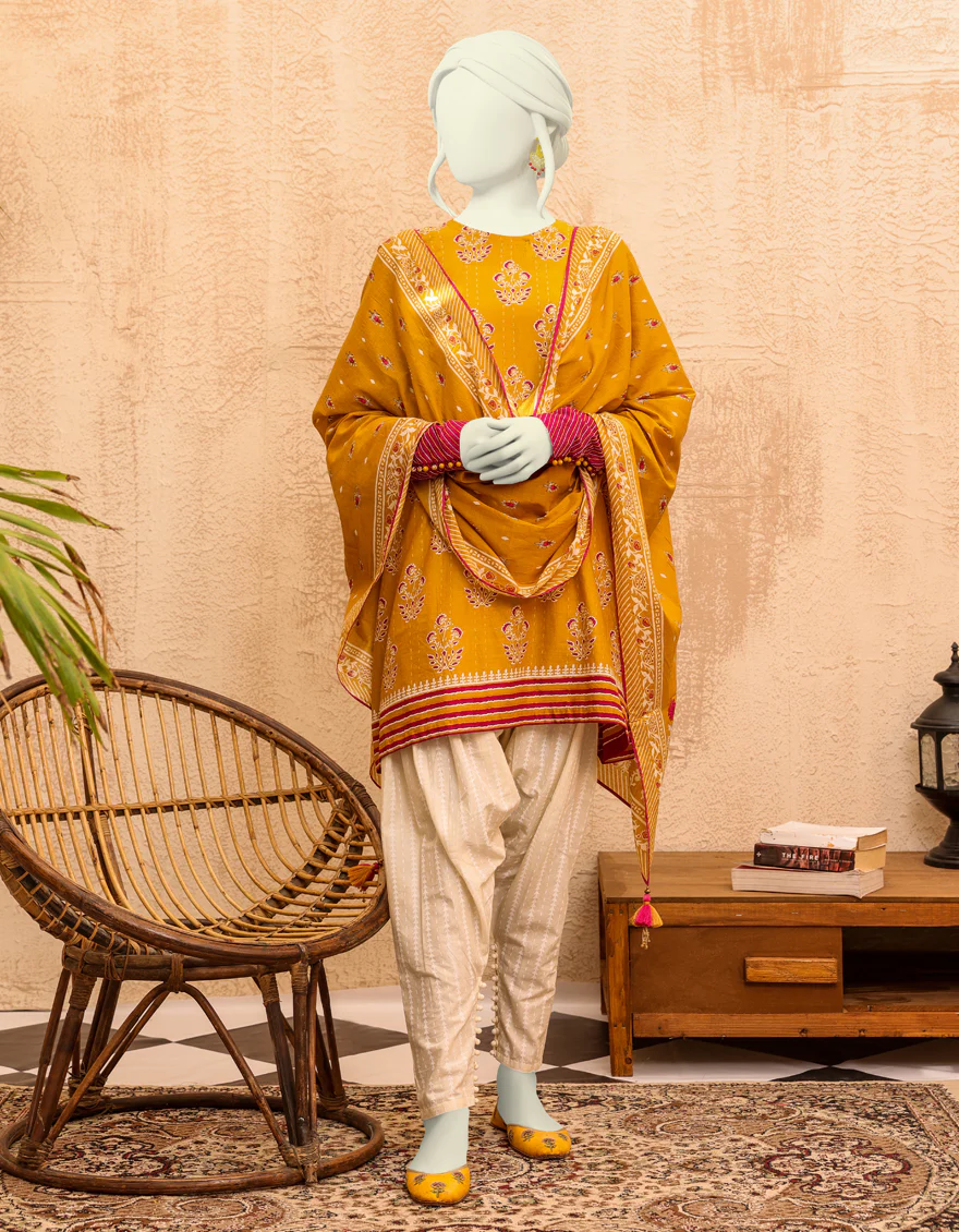 MUSTARD LAWN 3PC UNSTITCHED | JJLS-S-JPWU-US-22-031 FB/ROZO