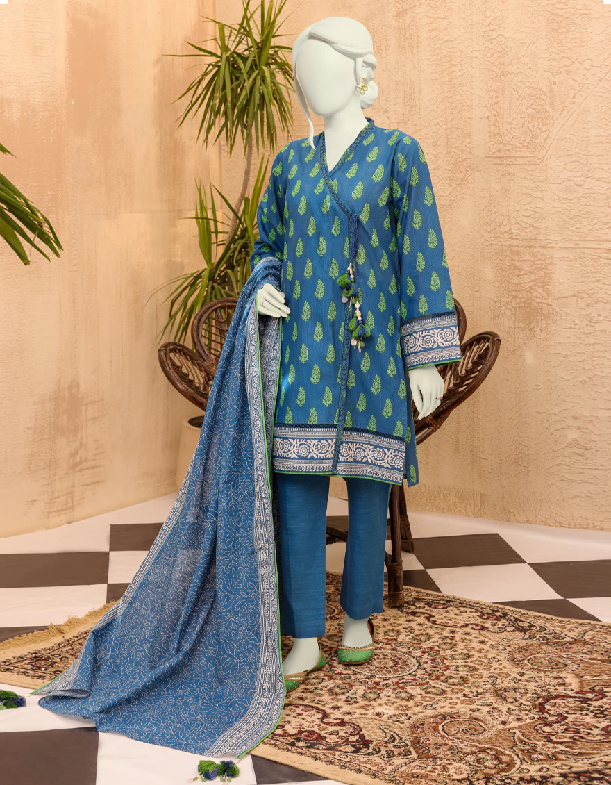 BLUE KHADDAR 3PC UNSTITCHED | JJLS-S-JPWU-US-22-041 FB/ZEHA