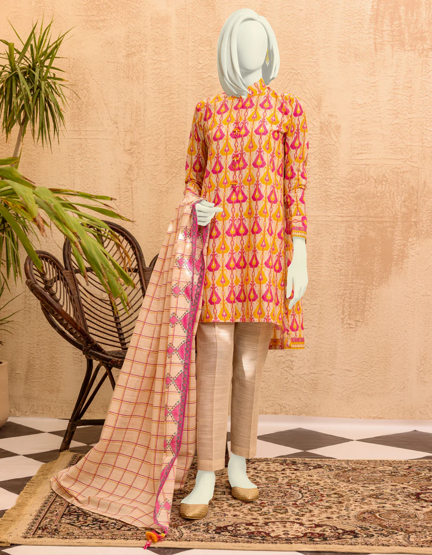 PINK & YELLOW KHADDAR 3PC UNSTITCHED | JJLS-S-JPWU-US-22-043 FB/BAHAR