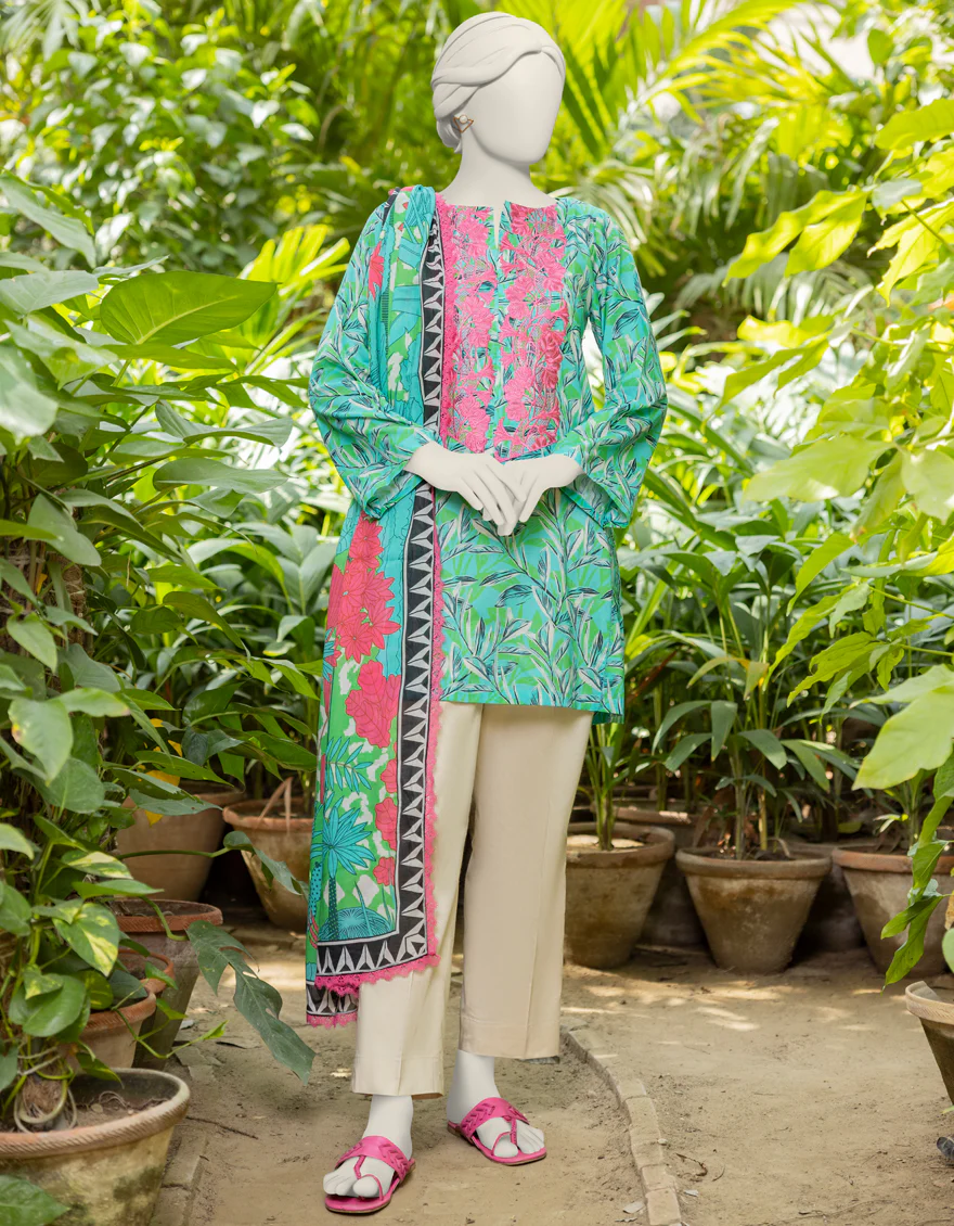 MULTICOLOR LAWN 2PC UNSTITCHED | JJLS-S-JW2-24-7012 FB/TROPICAL-1