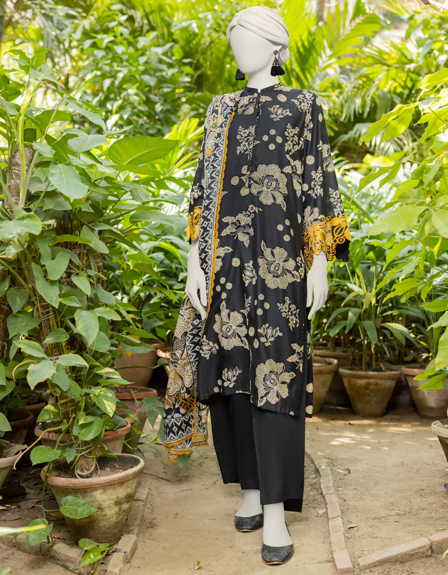 BLACK LAWN 2PC UNSTITCHED | JJLS-S-JW2-24-7013 FB/TROPICAL-2