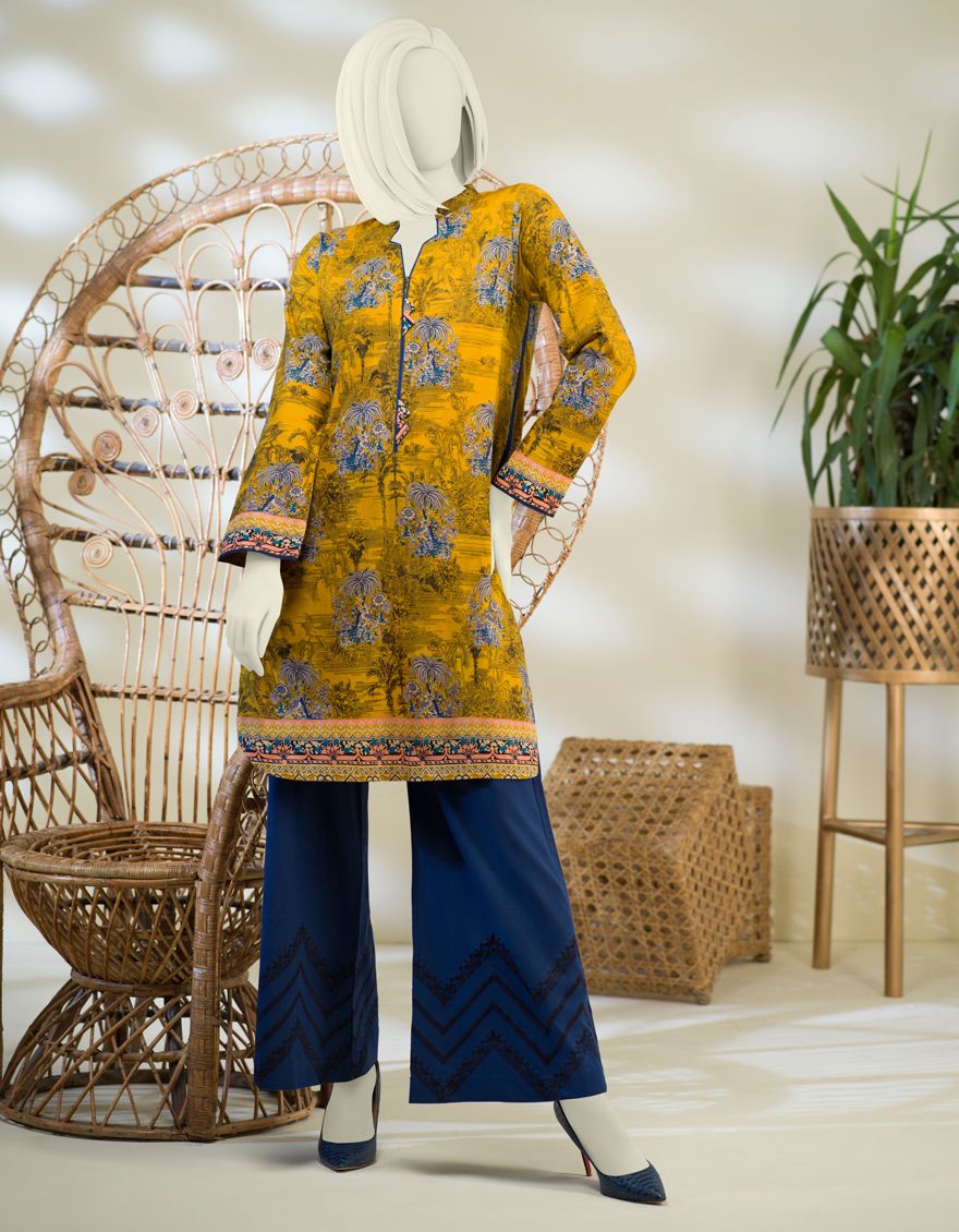 BLUE-MUSTARD LAWN 2PC UNSTITCHED | JJLS-S-JW2-US-21-2011 FB/DOVE