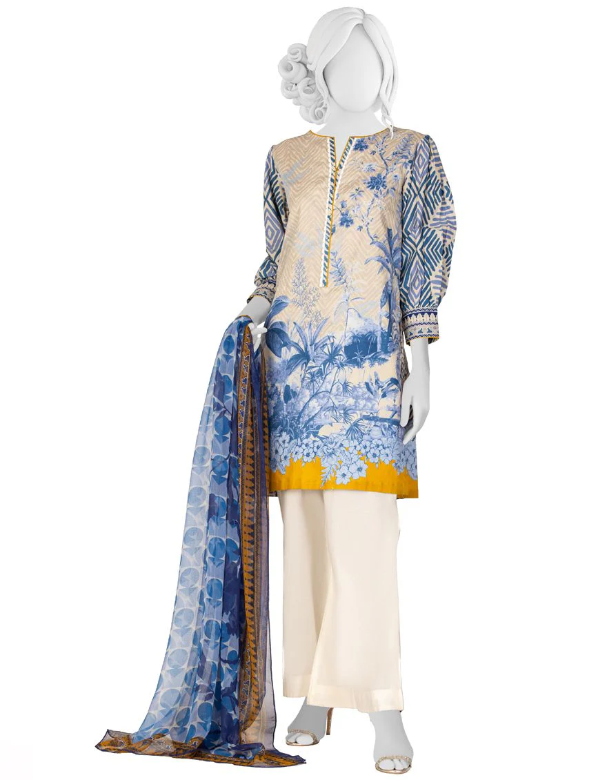 BLUE OFF WHITE LIMINAL 2PC UNSTITCHED | JJLS-S-JW2-US-21-7005 FB/BIRD PARADISE