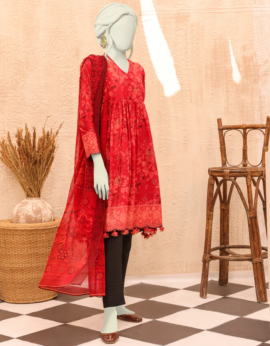 RED LAWN 2PC UNSTITCHED | JJLS-S-JW2-US-22-7004 FB/ESIN