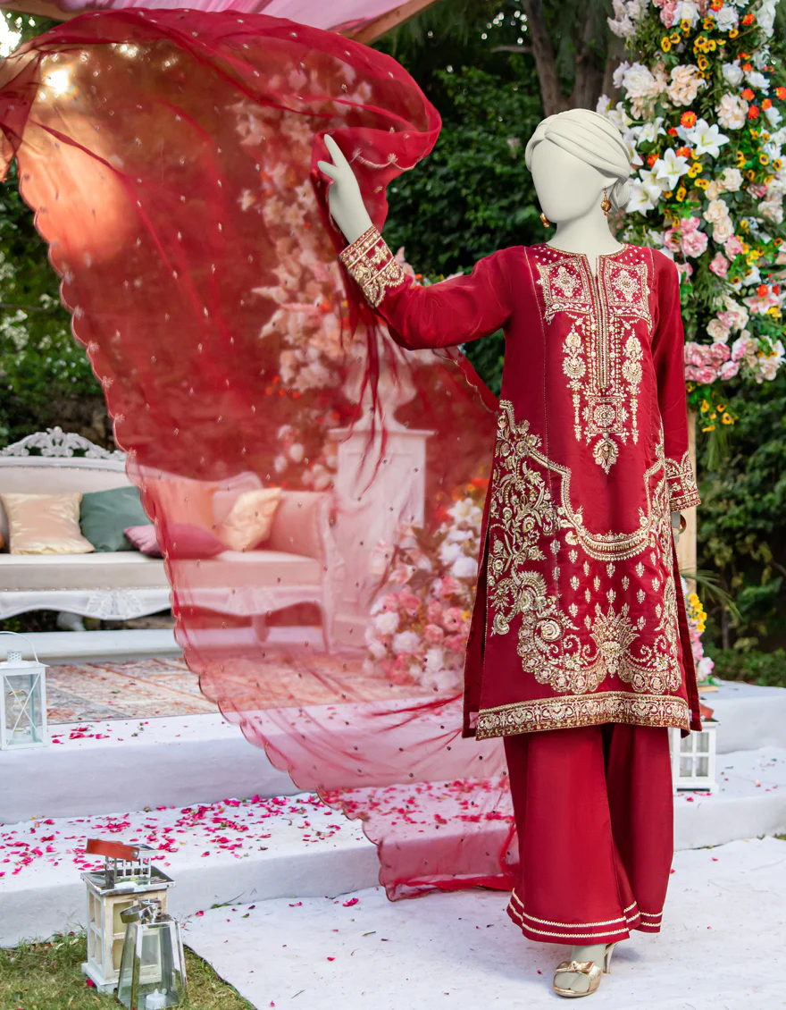 RED ORGANZA 3PC UNSTITCHED | JJLS-W-JFU-24-716 FB/FALAK-2