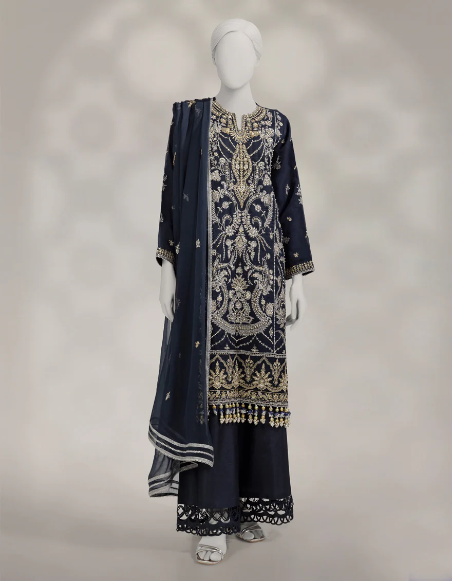 BLUE ORGANZA 3PC UNSTITCHED | JJLS-W-JFU-25-711 FB/FALAK-3