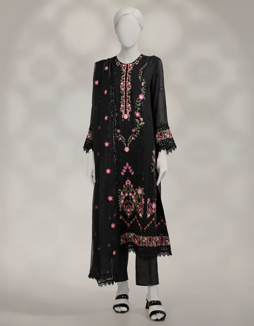 BLACK CHIFFON 3PC UNSTITCHED | JJLS-W-JFU-25-714 FB/FALAK-06