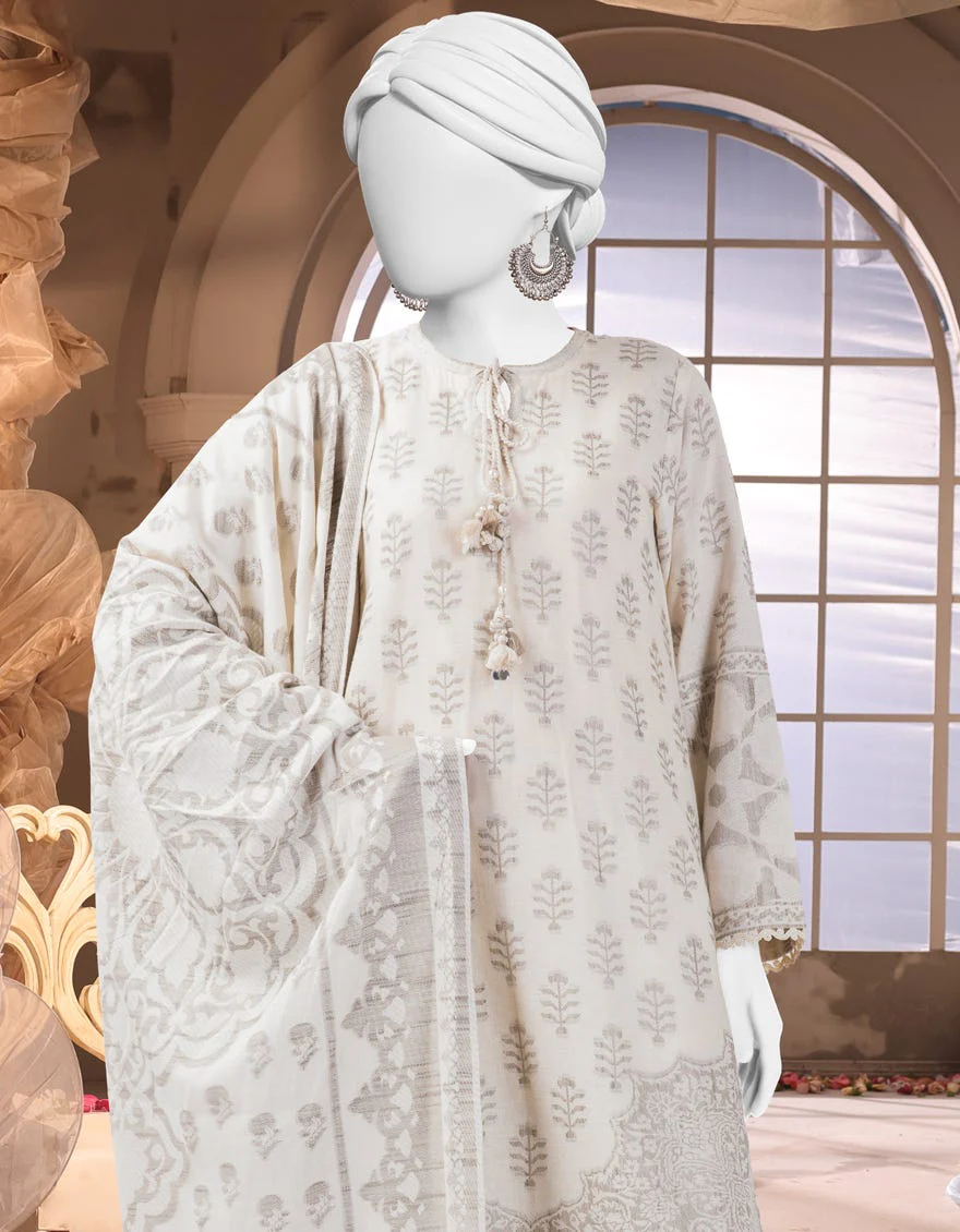 WHITE SLUB 3PC UNSTITCHED | JJLS-W-JW-24-1703 FB/FARAS-4 - Image 3