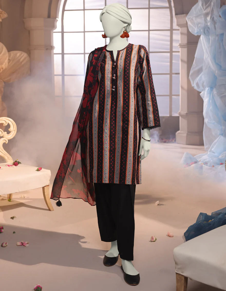 BLACK JACQUARD 3PC UNSTITCHED | JJLS-W-JW-24-1704 FB/ABORIGINAL-1
