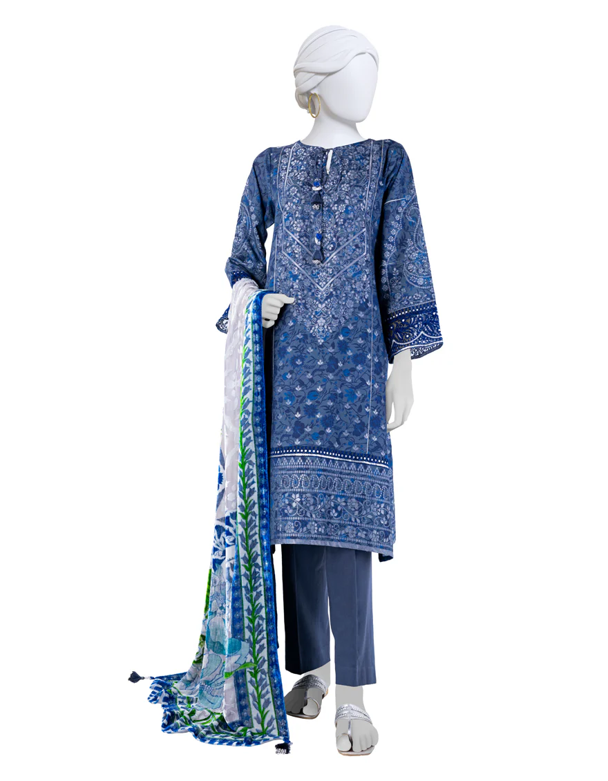 BLUE JACQUARD 3PC UNSTITCHED | JJLS-W-JW-24-1719 FB/GOLD FLORA-4