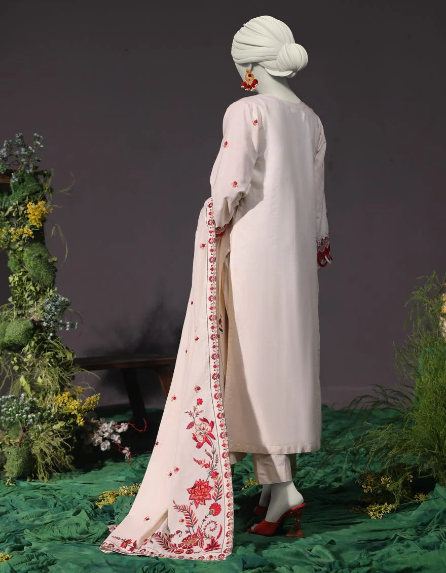 WHITE CAMBRIC 3PC UNSTITCHED | JJLS-W-JW-24-1748 FB/LUXE-B-5 - Image 3