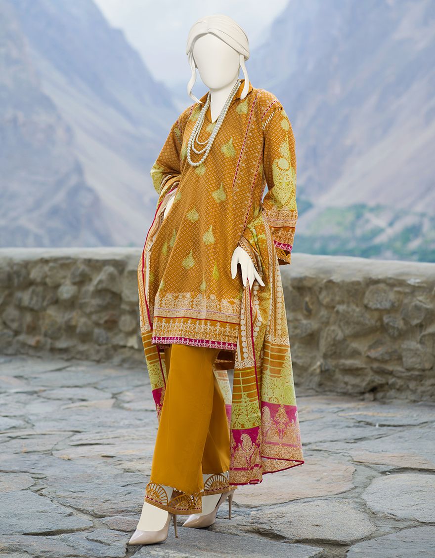 MUSTARD CAMBRIC 3PC UNSTITCHED | JJLS-W-JW-US-21-1725 FB/ZARI