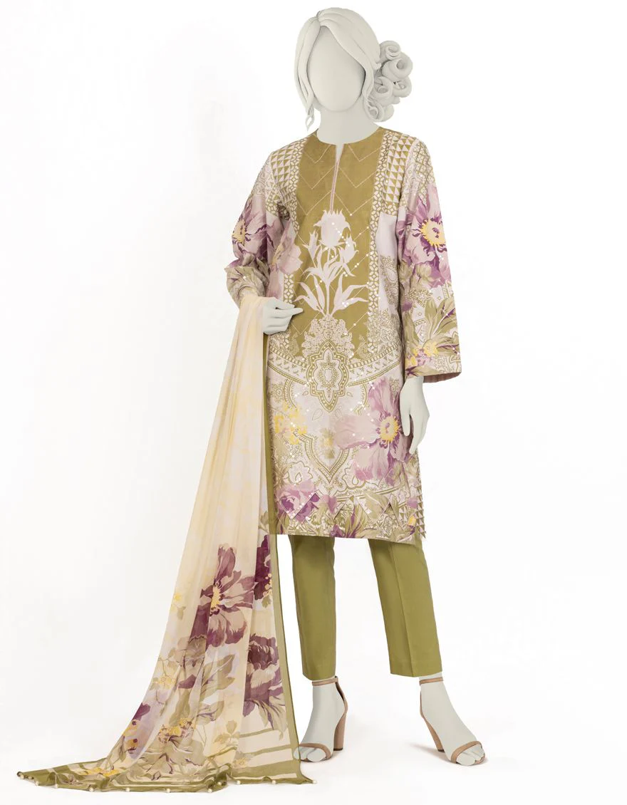 GREEN CAMBRIC 3PC UNSTITCHED | JJLS-W-JW-US-21-1744 FB/ANASTASIA