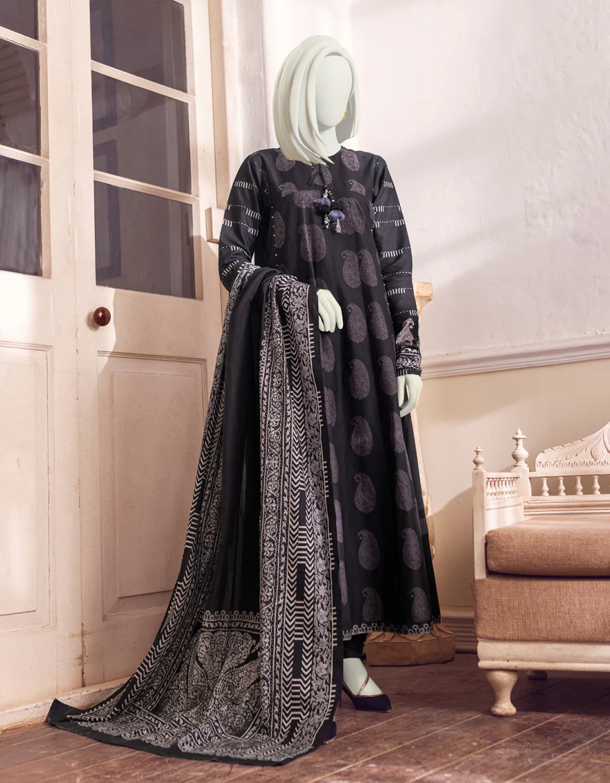 BLACK CAMBRIC 3PC UNSTITCHED | JJLS-W-JW-US-22-1720 FB/COLABA