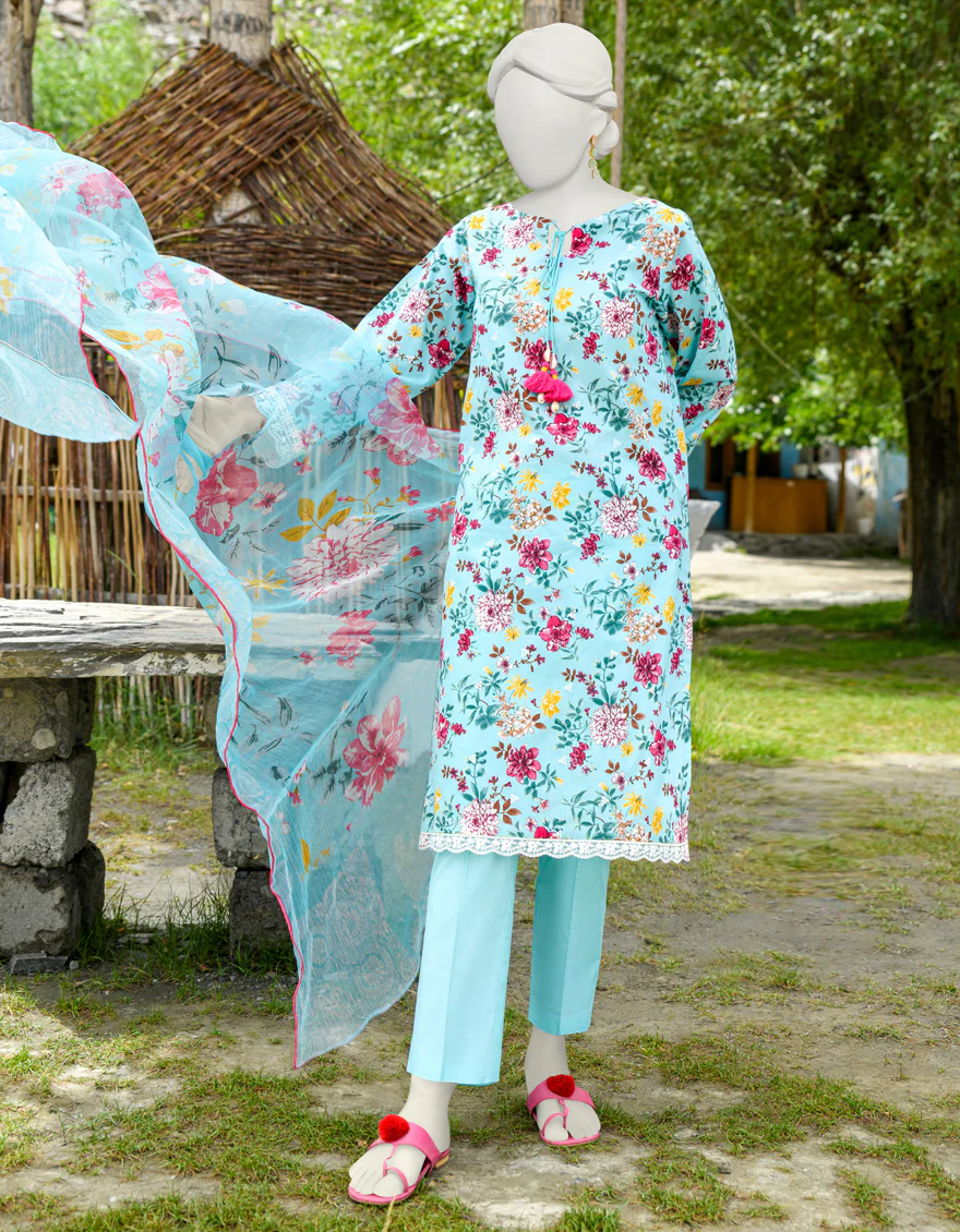 BLUE CAMBRIC 3PC UNSTITCHED | JJLS-W-JW-US-23-1743 FB/MAJESTIC-3