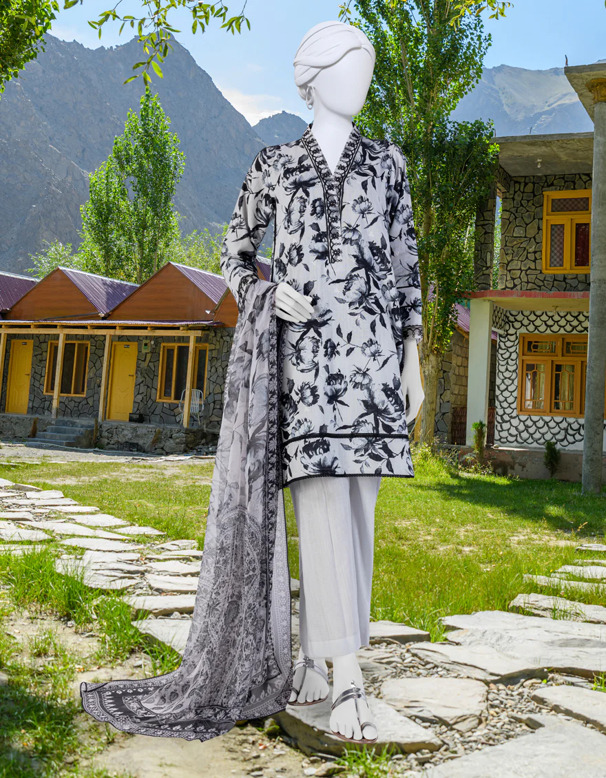 BLACK & WHITE 3PC UNSTITCHED | JJLS-W-JW-US-23-1746 FB/ELEGANCE-2