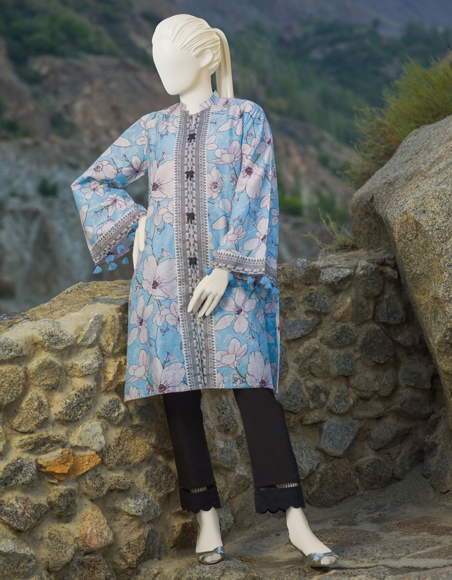 WHITE-BLUE CAMBRIC 1PC UNSTITCHED | JJLS-W-JW1-US-21-911 FB/ZAARA