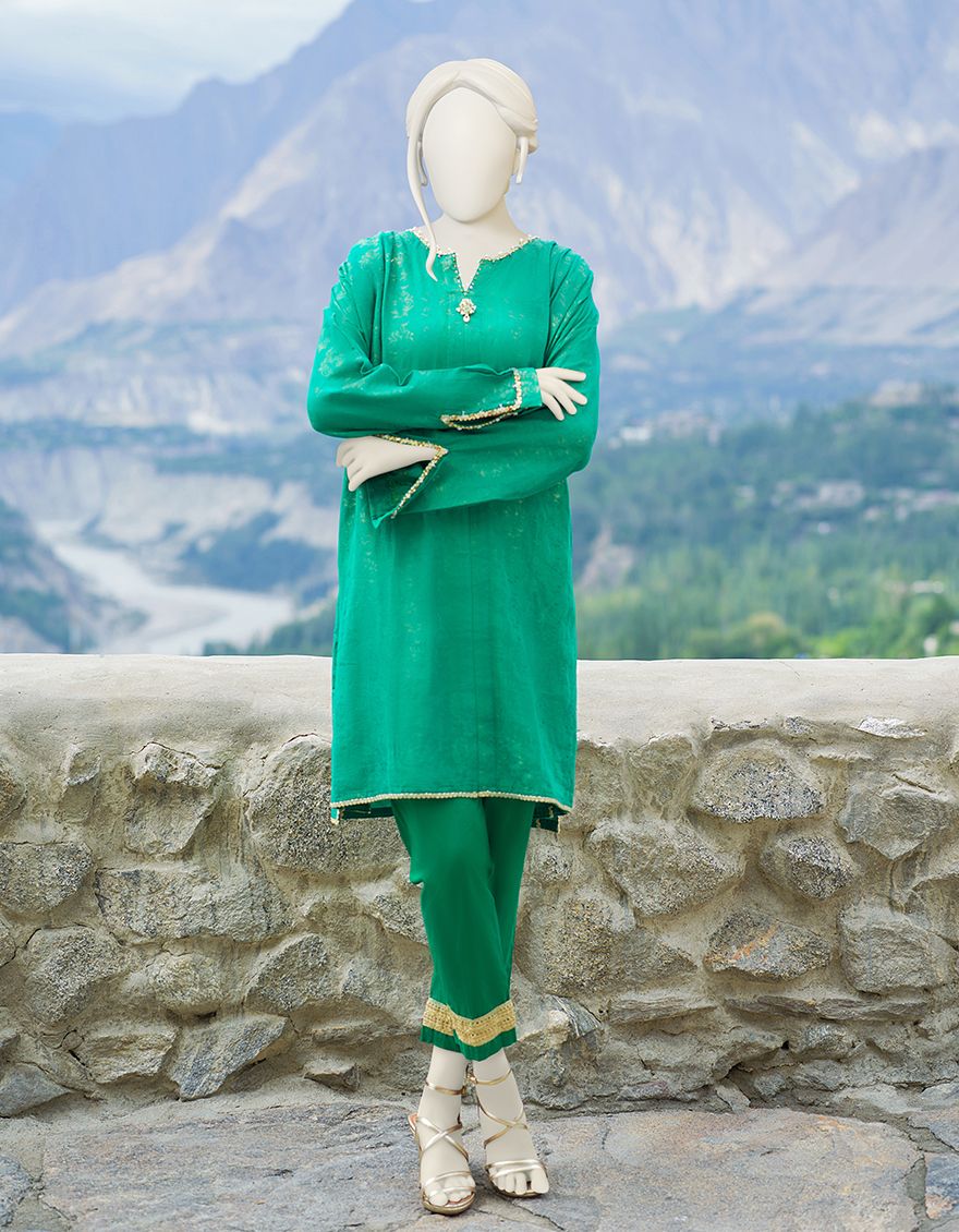 GREEN JACQUARD 2PC UNSTITCHED | JJLS-W-JW2-US-21-2026 FB/MUDADS