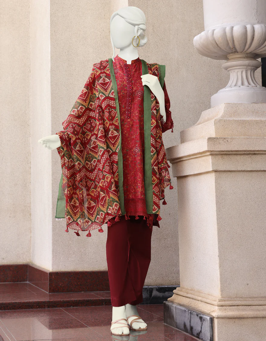 MAROON CAMBRIC 2PC UNSTITCHED | JJLS-W-JW2-US-22-7039 FB/SURKHI