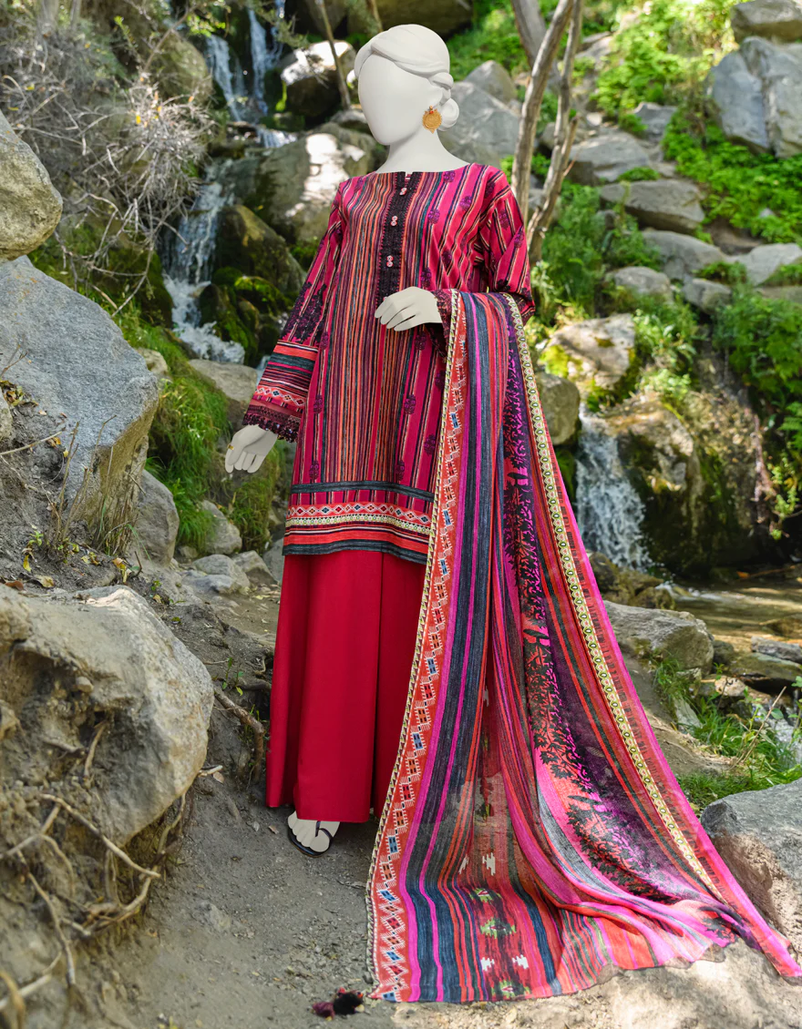 BLACK & HOT PINK CAMBRIC 2PC UNSTITCHED | JJLS-W-JW2-US-23-7031 FB/ORACLE-2