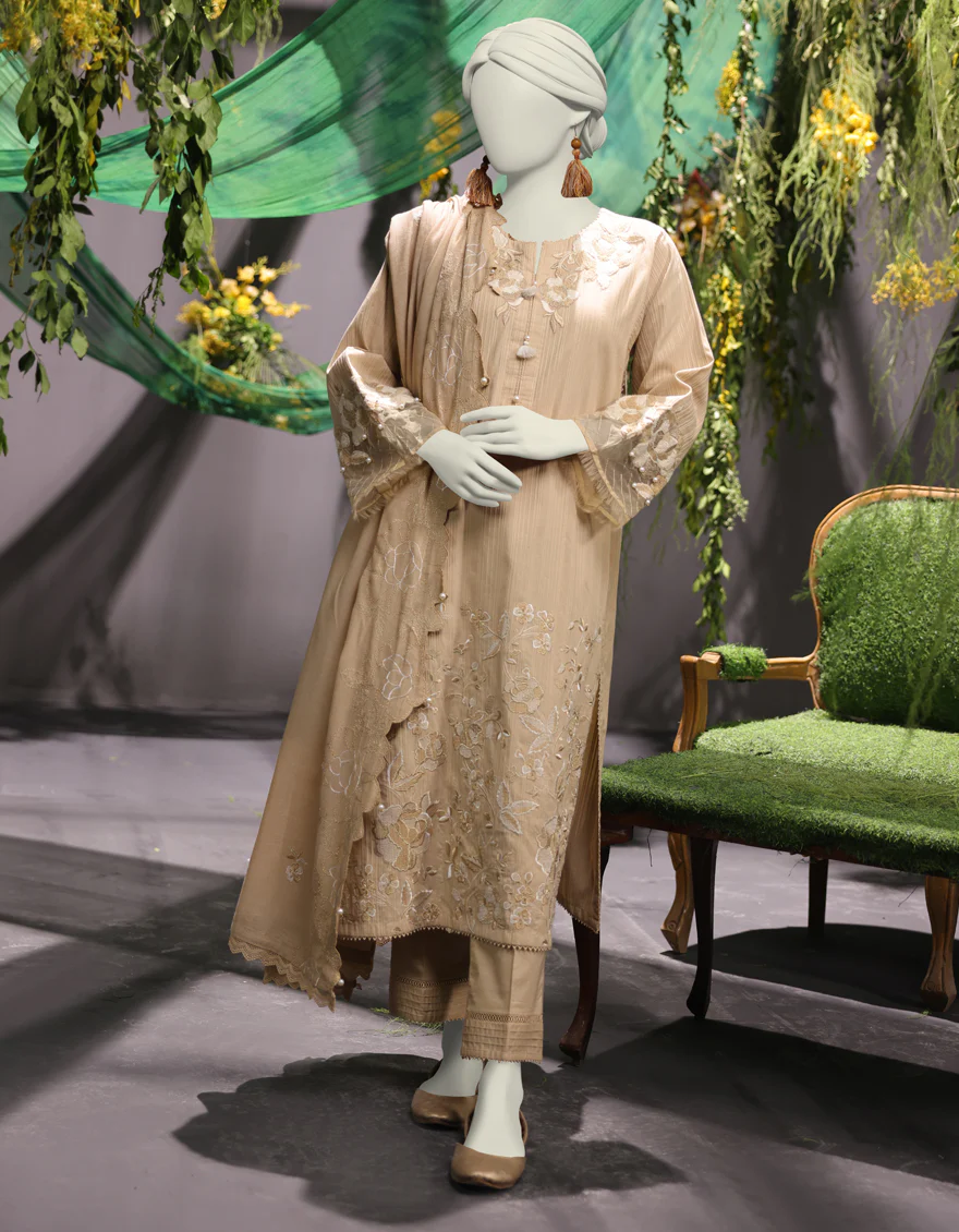 BROWN JACQUARD 3PC UNSTITCHED | JJLS-W-JWU-24-1779 FB/MUGHAL EMBROIDERED-04