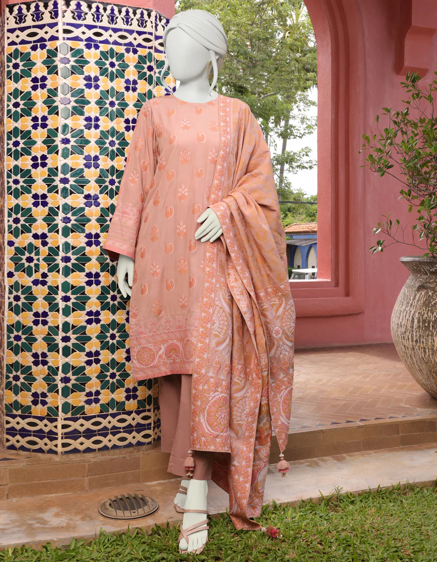 COFFEE JACQUARD 3PC UNSTITCHED | JJLS-W-JWU-US-22-1807 FB/LYRA