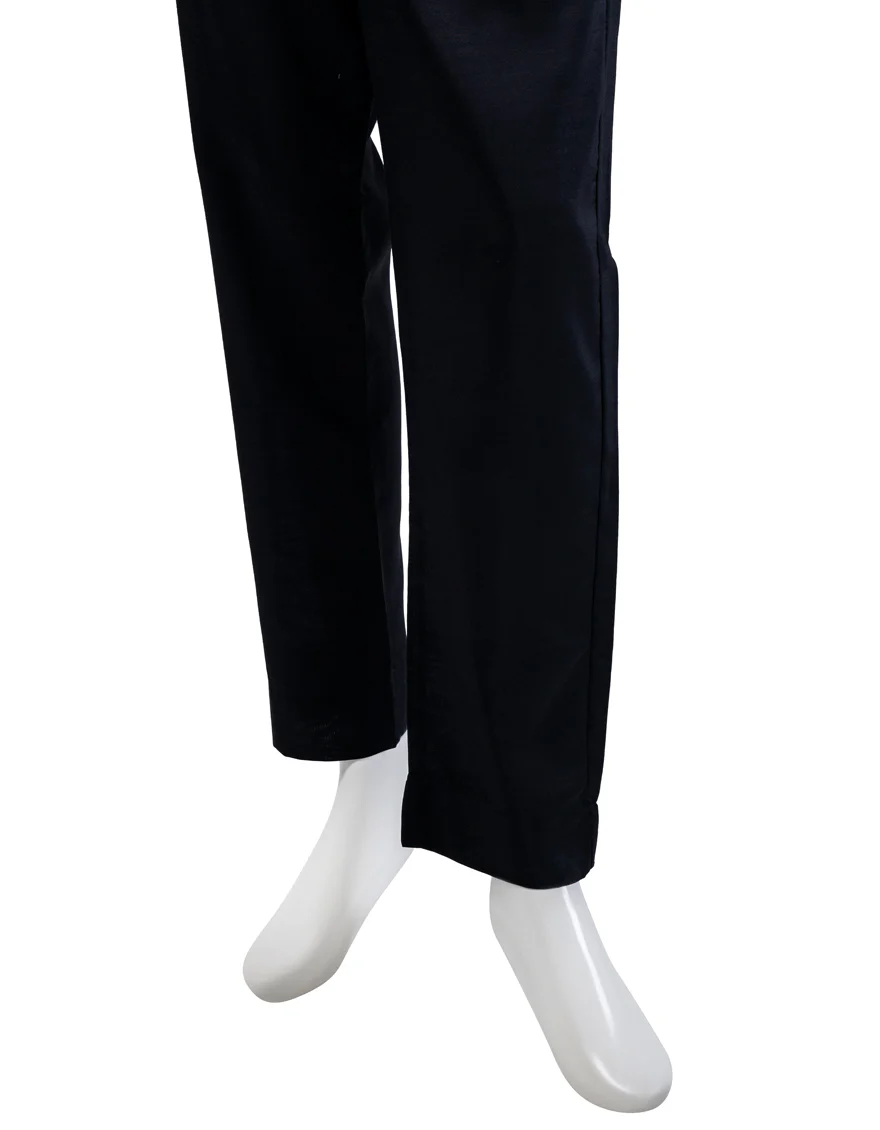 BLACK RAW SILK TROUSERS | JJLT-S-24-8015 FB/ZU