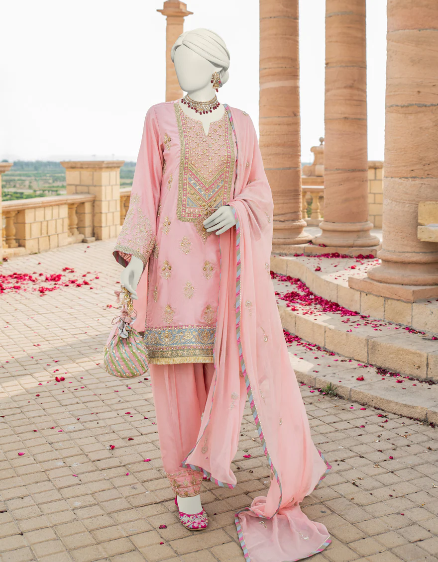PINK RAW SILK 3PC STITCHED | JJPW-S-JPS-24-3902 F