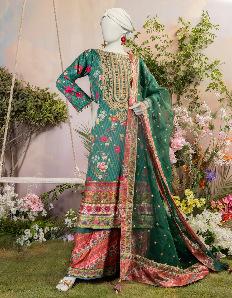 GREEN SILK 3PC STITCHED | JJPW-S-JPS-24-3936 FB/INARA-02