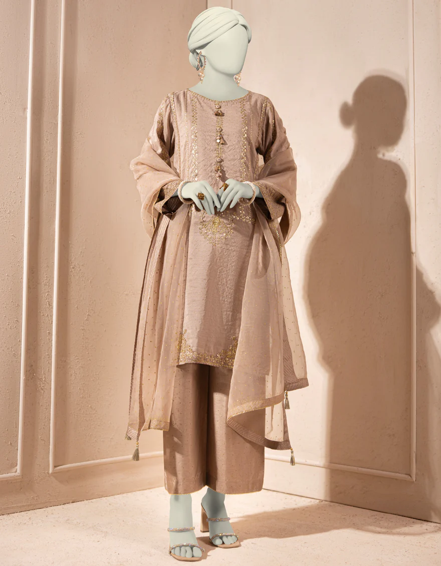 BEIGE PAPER COTTON 3PC STITCHED | JJPW-S-JPS-25-3928 F