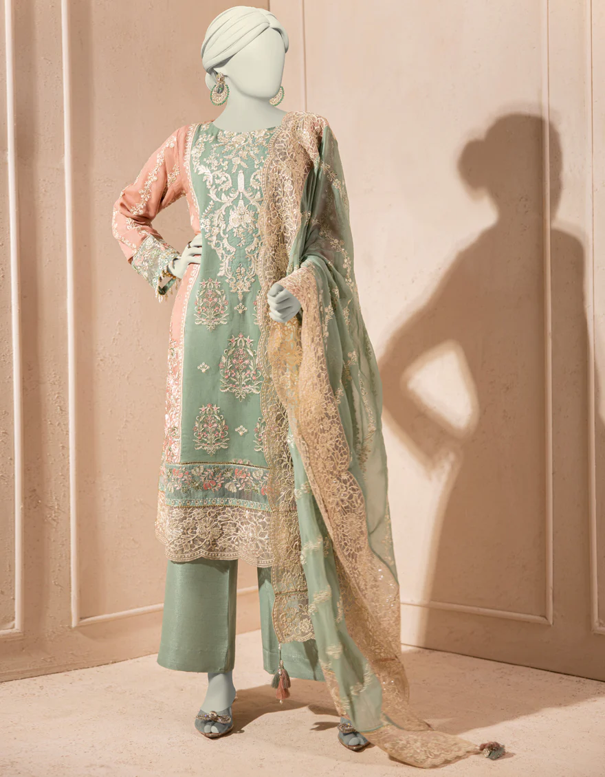 PEACH CHIFFON 3PC STITCHED | JJPW-S-JPS-25-3935 F
