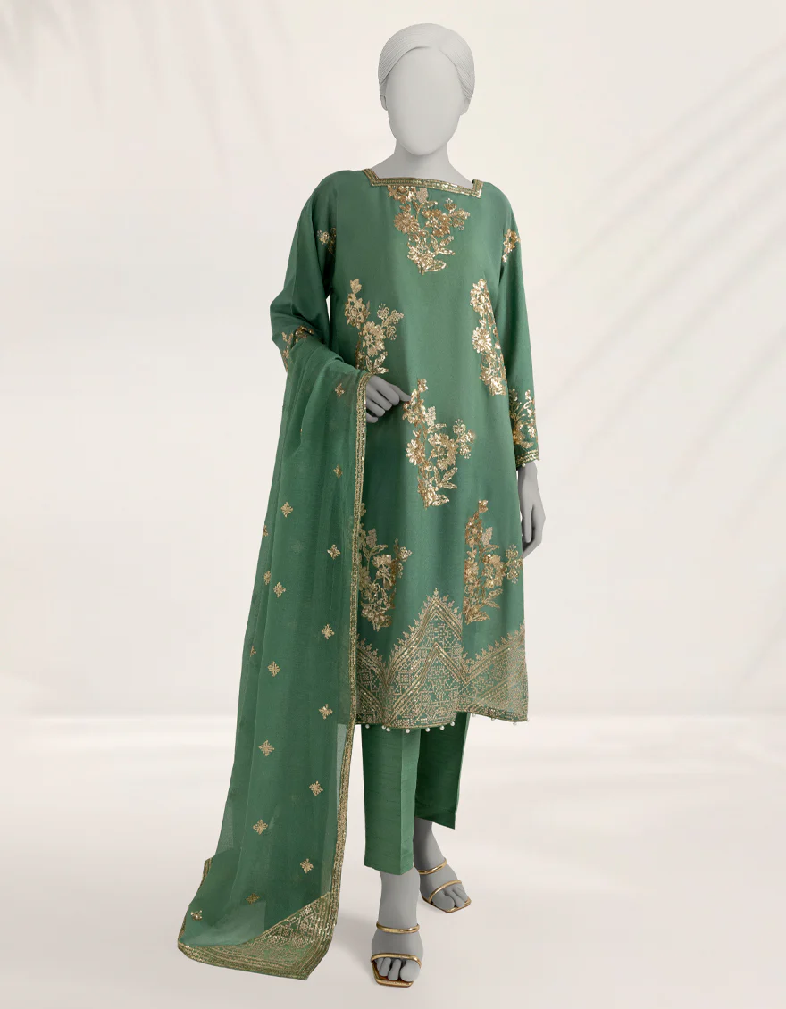GREEN COTTON NET 3PC STITCHED | JJPW-S-JPS-25-3940 FB/DANEEN-2