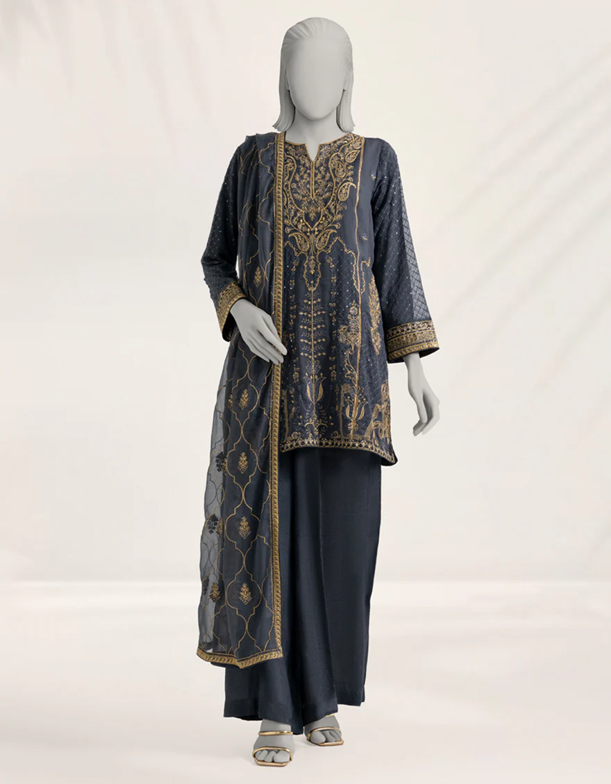 GREY CHIFFON 3PC STITCHED | JJPW-S-JPS-25-3971 FB/DANEEN-09