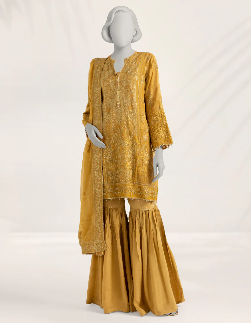MUSTARD CHIFFON 3PC STITCHED | JJPW-S-JPS-25-3972 FB/DANEEN-10