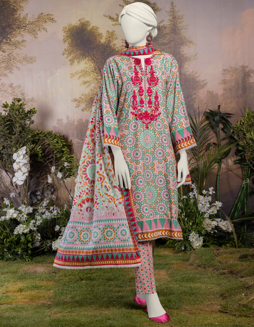 PINK LAWN 3PC STITCHED | JJPW-S-JPW-24-005 FB/MORROCAN-01