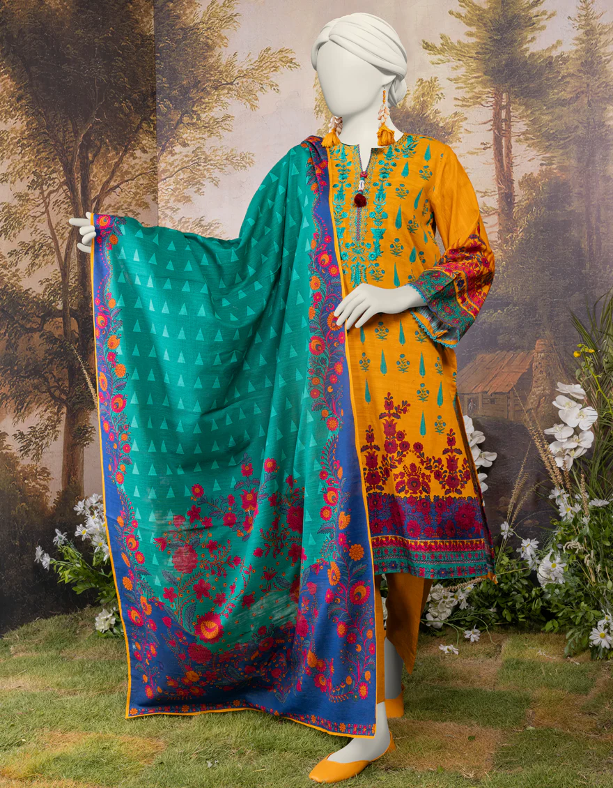 BROWN KHADDAR 3PC STITCHED | JJPW-S-JPW-24-011 FB/POLISH-3