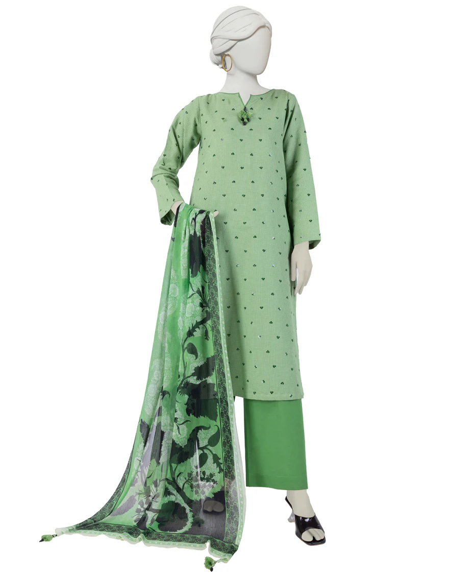 GREEN DOBBY 3PC STITCHED | JJPW-S-JPW-24-029 FB/FLORAL-01