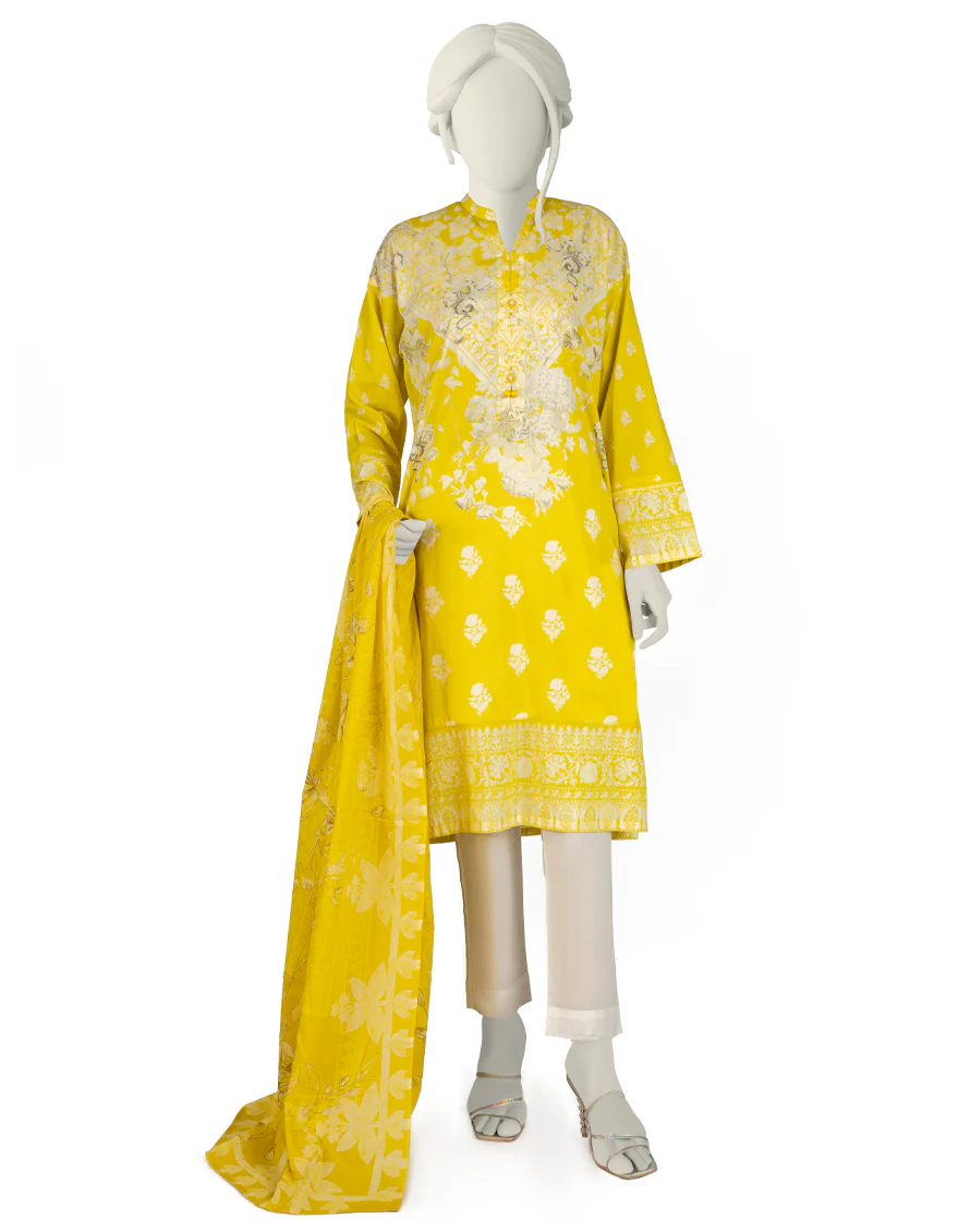 YELLOW LAWN 3PC STITCHED | JJPW-S-JPW-US-22-003 FB/ISIDORE