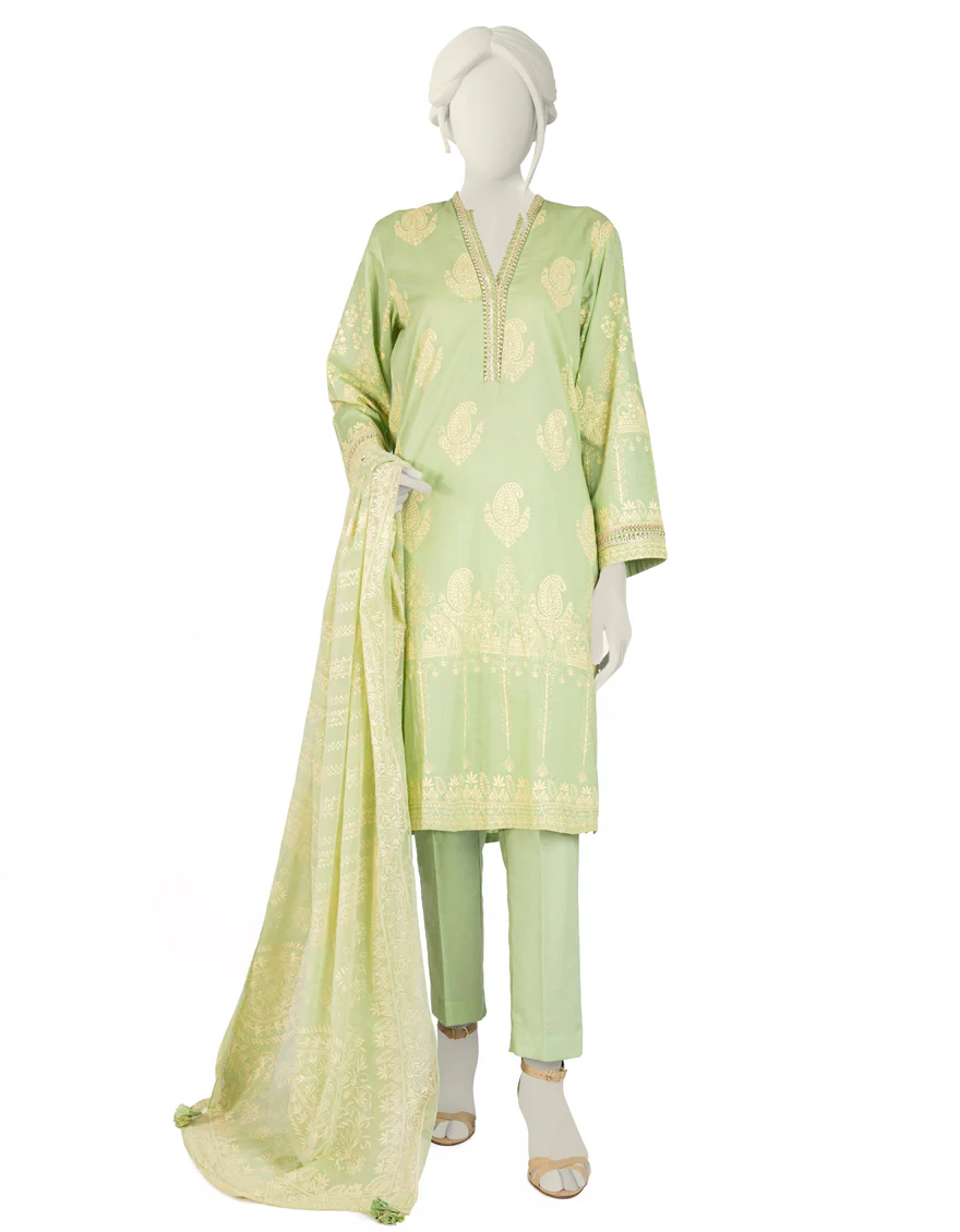 GREEN LAWN 3PC STITCHED | JJPW-S-JPW-US-22-016 FB/MASHRU