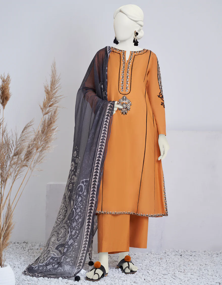 MUSTARD LAWN 3PC STITCHED | JJPW-S-JPW-US-23-004 FB/AARI-4