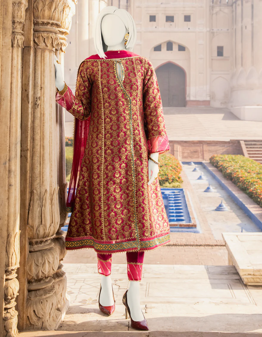 PINK JAMAWAR 3PC STITCHED | JJPW-S-JPWF-US-22-014 FB/FF-038