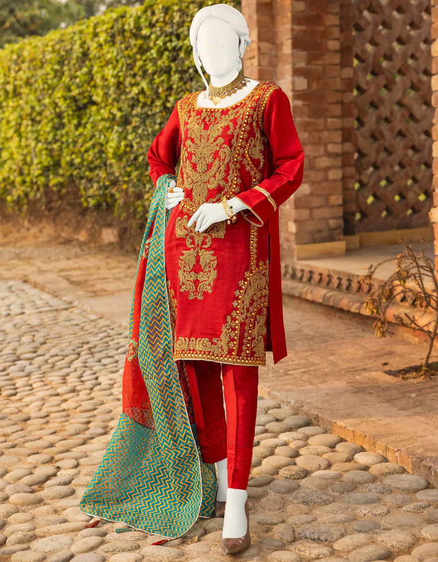 RED COTTON 2PC STITCHED | JJPW-S-JPWF-US-22-023 FB/FF-075
