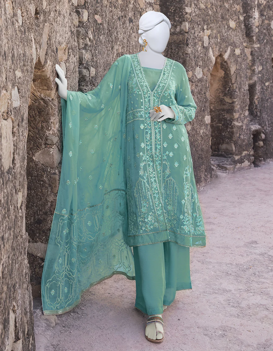 LIGHT BLUE CHIFFON 3PC STITCHED | JJPW-S-JPWF-US-23-083 FB/FF-002