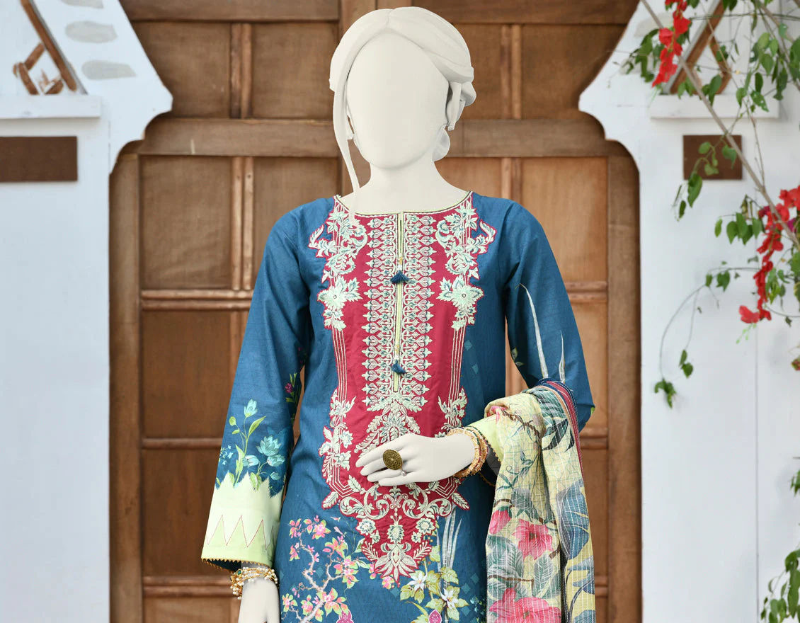 MULTICOLOR CAMBRIC 3PC STITCHED | JJPW-S-JPWS-US-22-318 FB/SUNSET - Image 4