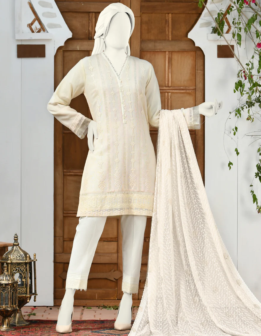 OFF WHITE KHADDI 3PC STITCHED | JJPW-S-JPWS-US-22-337 FB/PURITY(AM-2251)
