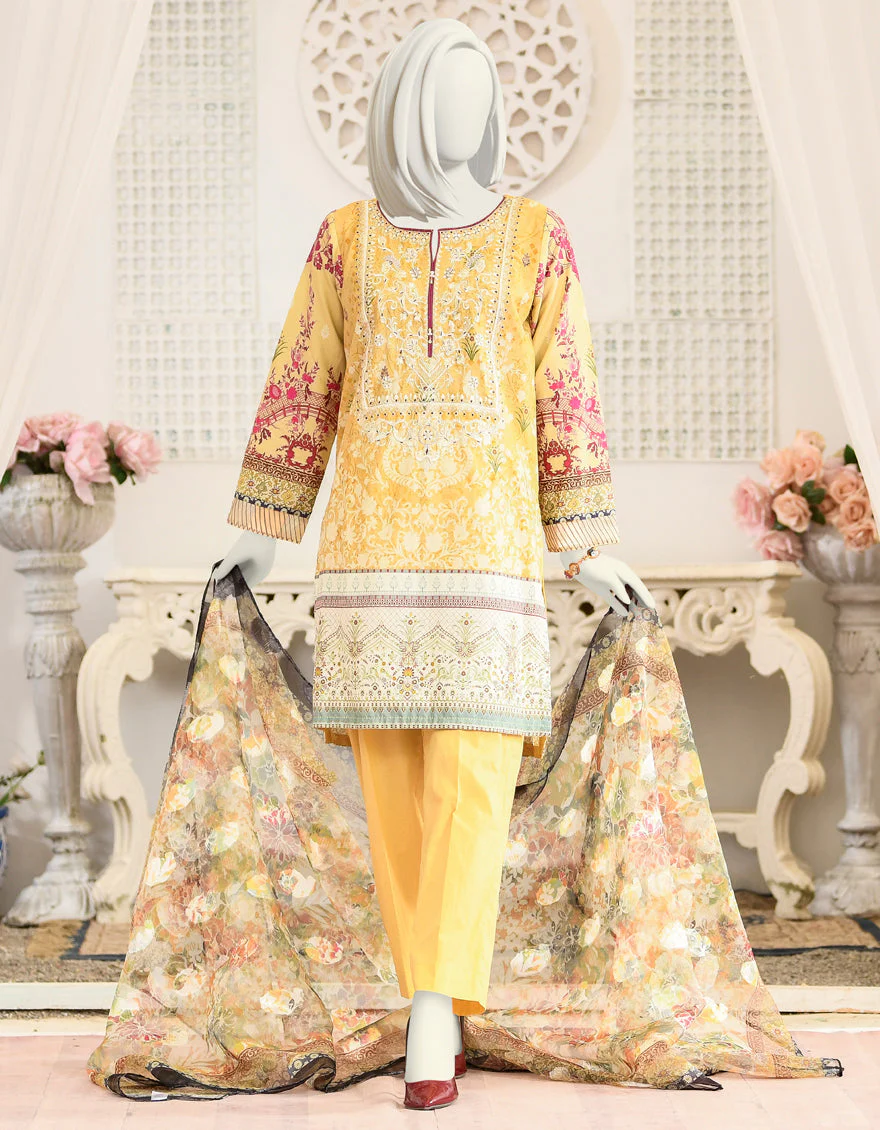 YELLOW CAMBRIC 3PC STITCHED | JJPW-S-JPWS-US-22-372 FB/AZURE