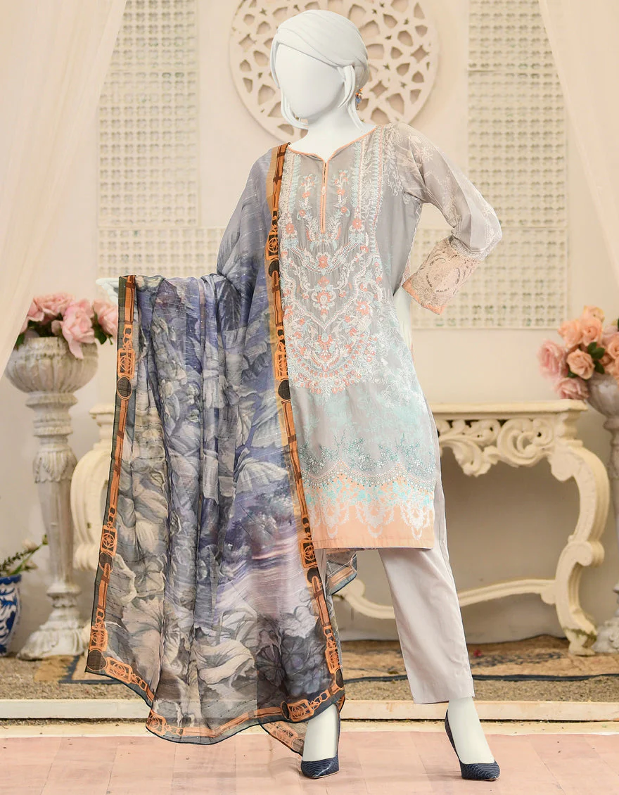 MULTICOLOR CAMBRIC 3PC STITCHED | JJPW-S-JPWS-US-22-383 FB/FLAMINGO