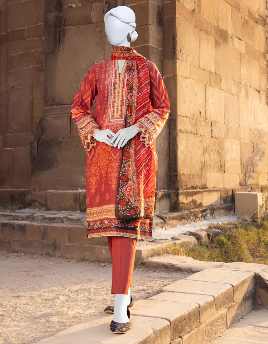 MAROON CAMBRIC 3PC STITCHED | JJPW-S-JPWS-US-23-562 FB/CARMINE