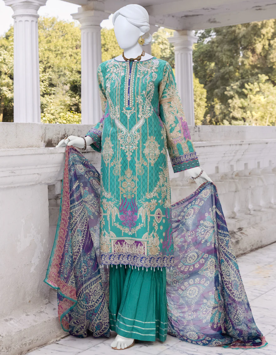 SEA GREEN CAMBRIC 3PC STITCHED | JJPW-S-JPWS-US-23-564 FB/LIVELY (23-2102)