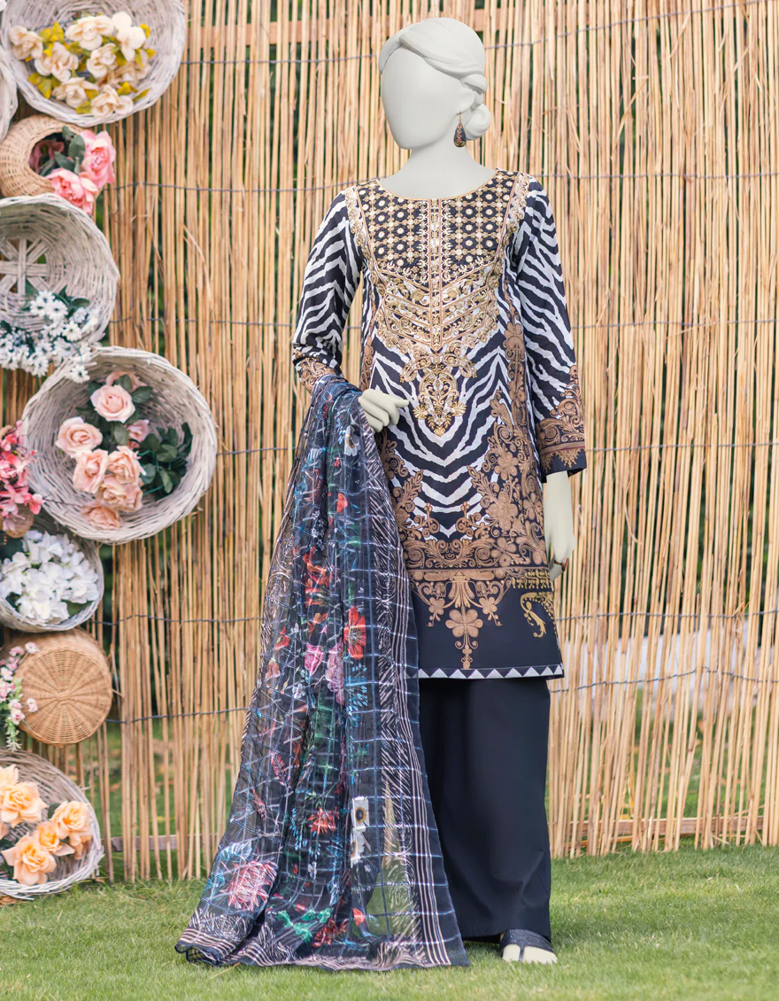 BLACK & WHITE CAMBRIC 3PC STITCHED | JJPW-S-JPWS-US-23-582 FB/CHINTZ